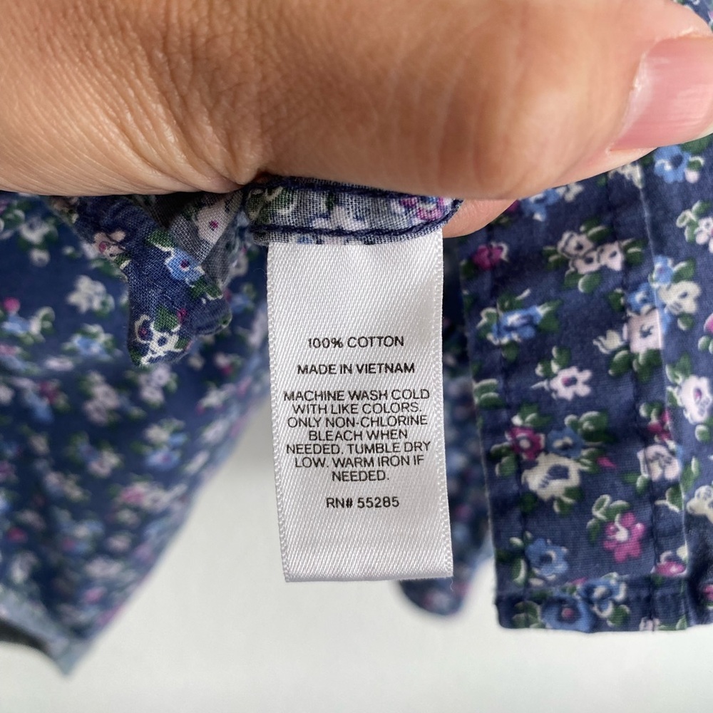 Express Blue Floral Long Sleeve Button Down Shirt 100% Cotton Casual Preppy Sz L - Picture 4 of 5